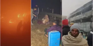 यमुना एक्सप्रेसवे पर कोहरे के कहर से भीषण हादसा, 4 की मौत, 25 घायल, कई वाहन जलकर खाक